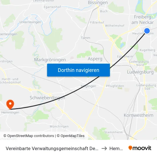 Vereinbarte Verwaltungsgemeinschaft Der Stadt Freiberg am Neckar to Hemmingen map