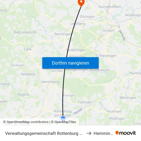 Verwaltungsgemeinschaft Rottenburg am Neckar to Hemmingen map