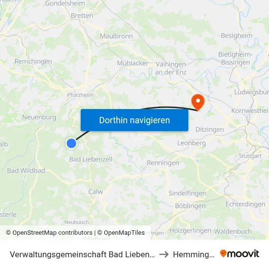 Verwaltungsgemeinschaft Bad Liebenzell to Hemmingen map