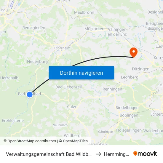 Verwaltungsgemeinschaft Bad Wildbad to Hemmingen map