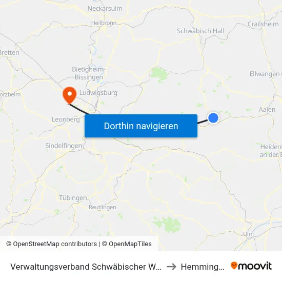Verwaltungsverband Schwäbischer Wald to Hemmingen map