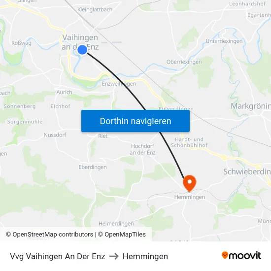 Vvg Vaihingen An Der Enz to Hemmingen map
