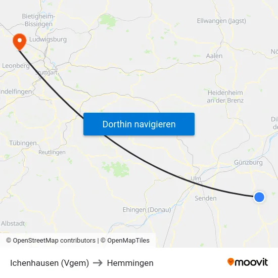 Ichenhausen (Vgem) to Hemmingen map