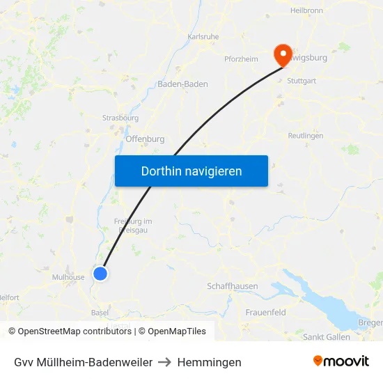 Gvv Müllheim-Badenweiler to Hemmingen map