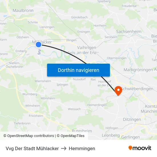 Vvg Der Stadt Mühlacker to Hemmingen map