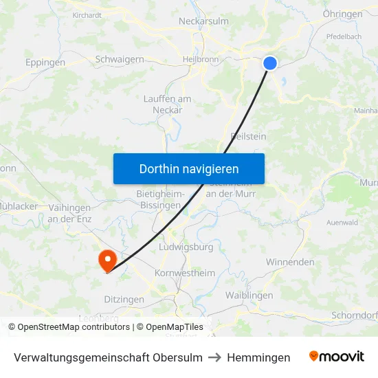 Verwaltungsgemeinschaft Obersulm to Hemmingen map