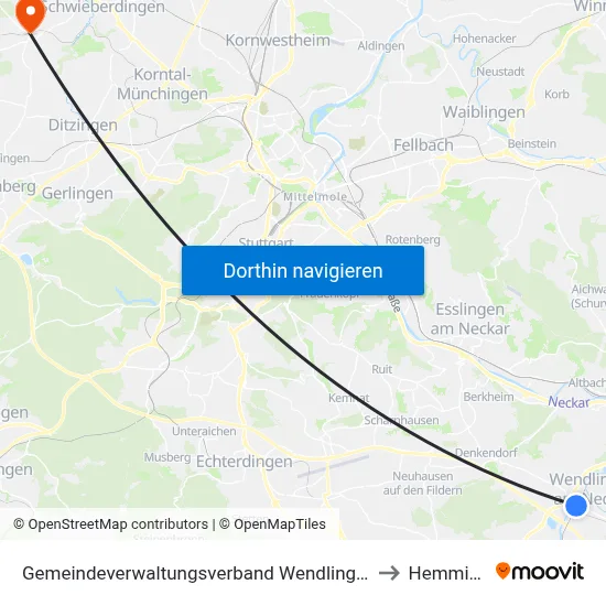 Gemeindeverwaltungsverband Wendlingen am Neckar to Hemmingen map
