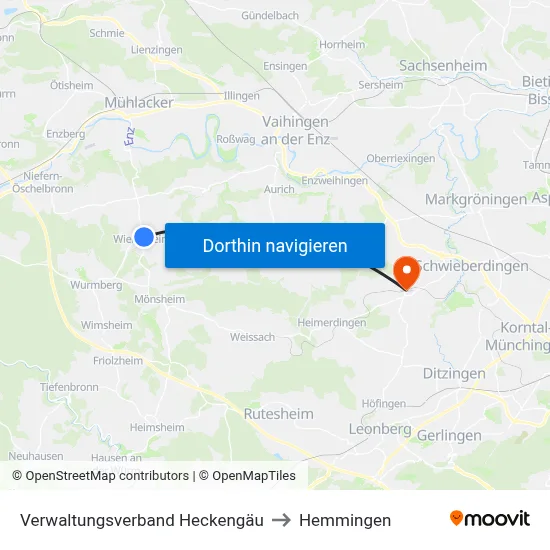 Verwaltungsverband Heckengäu to Hemmingen map