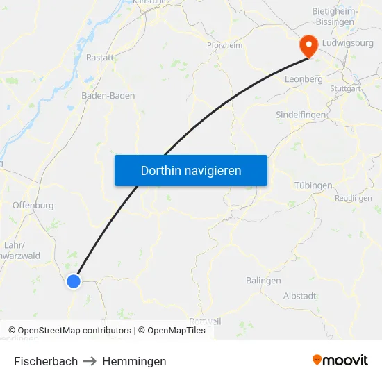 Fischerbach to Hemmingen map