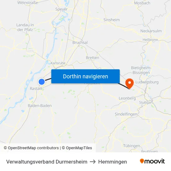 Verwaltungsverband Durmersheim to Hemmingen map