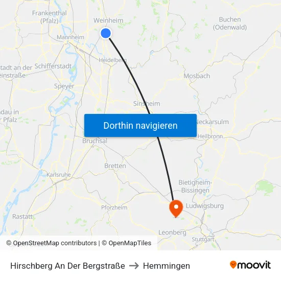 Hirschberg An Der Bergstraße to Hemmingen map