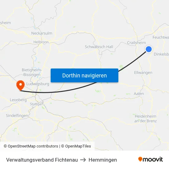 Verwaltungsverband Fichtenau to Hemmingen map