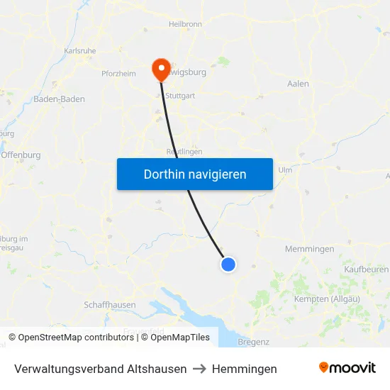 Verwaltungsverband Altshausen to Hemmingen map