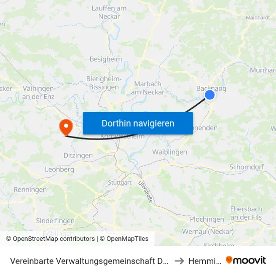 Vereinbarte Verwaltungsgemeinschaft Der Stadt Backnang to Hemmingen map