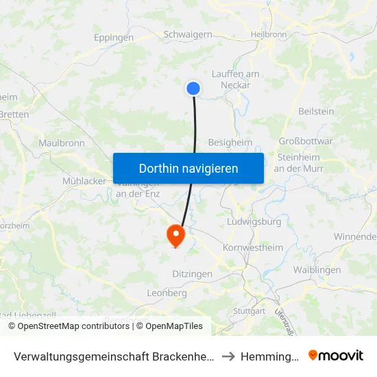 Verwaltungsgemeinschaft Brackenheim to Hemmingen map