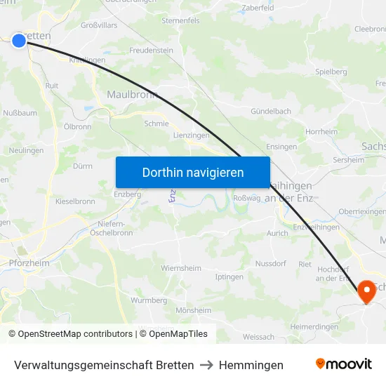 Verwaltungsgemeinschaft Bretten to Hemmingen map