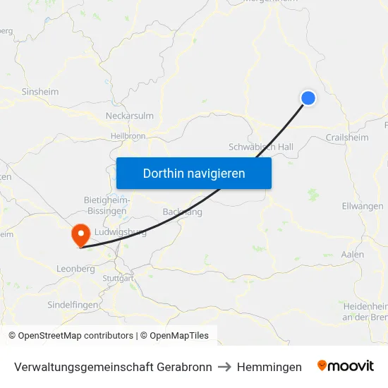 Verwaltungsgemeinschaft Gerabronn to Hemmingen map