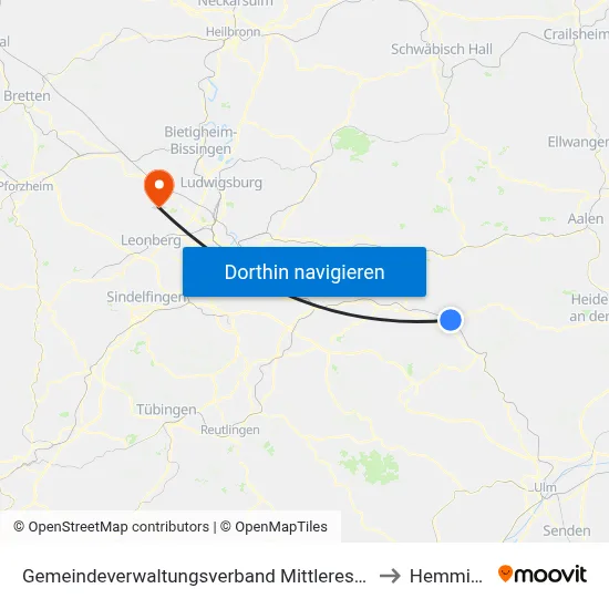 Gemeindeverwaltungsverband Mittleres Fils-Lautertal to Hemmingen map