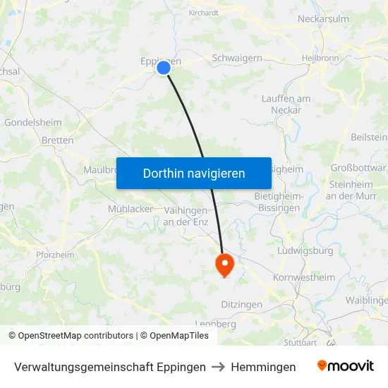 Verwaltungsgemeinschaft Eppingen to Hemmingen map