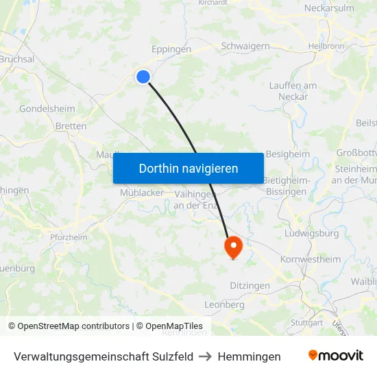 Verwaltungsgemeinschaft Sulzfeld to Hemmingen map