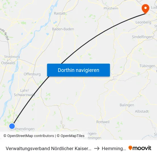Verwaltungsverband Nördlicher Kaiserstuhl to Hemmingen map