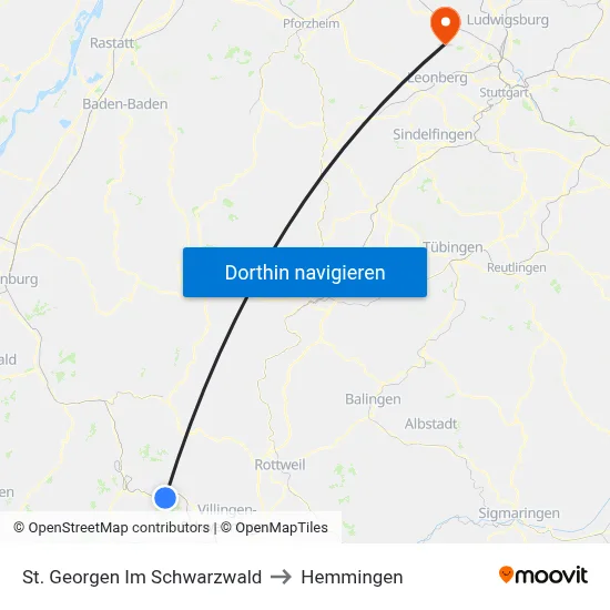 St. Georgen Im Schwarzwald to Hemmingen map