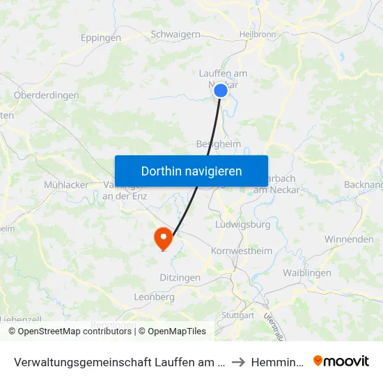 Verwaltungsgemeinschaft Lauffen am Neckar to Hemmingen map