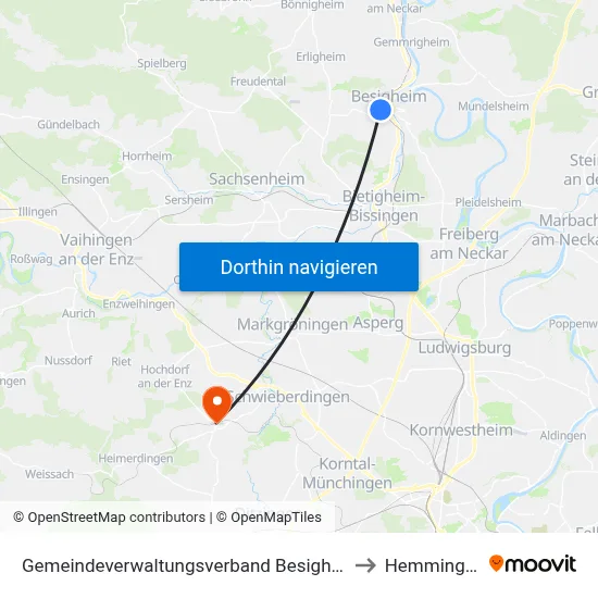 Gemeindeverwaltungsverband Besigheim to Hemmingen map