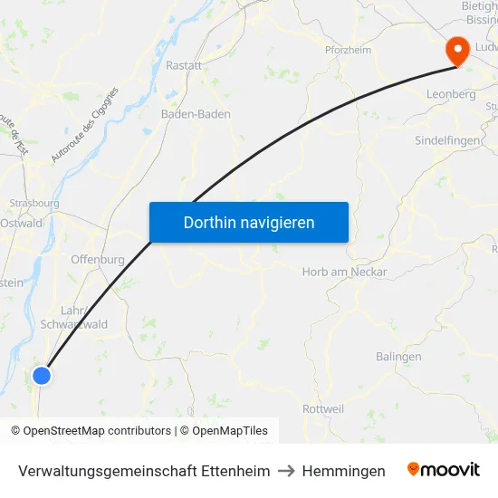 Verwaltungsgemeinschaft Ettenheim to Hemmingen map