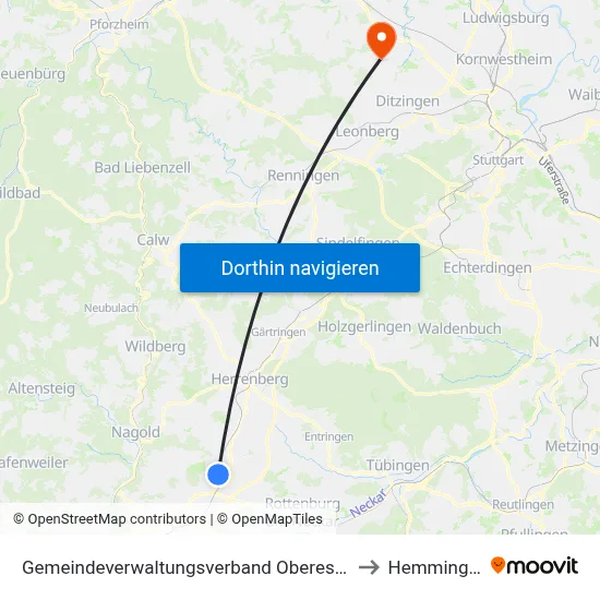 Gemeindeverwaltungsverband Oberes Gäu to Hemmingen map