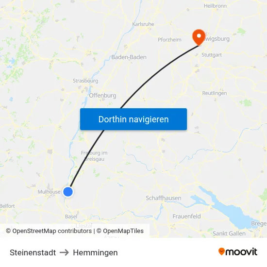 Steinenstadt to Hemmingen map