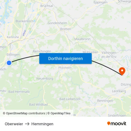 Oberweier to Hemmingen map