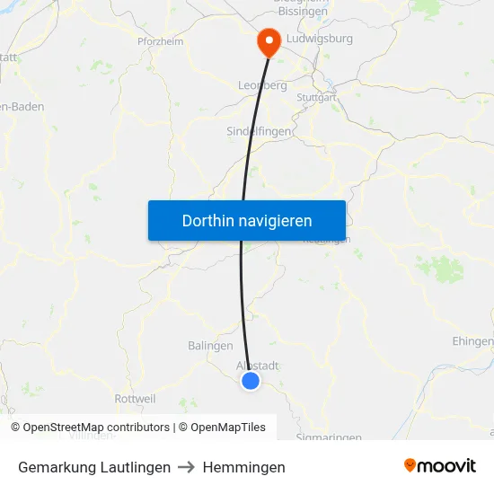 Gemarkung Lautlingen to Hemmingen map