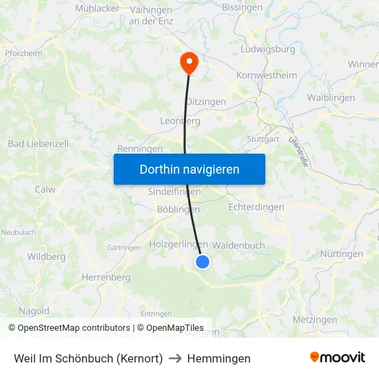 Weil Im Schönbuch (Kernort) to Hemmingen map