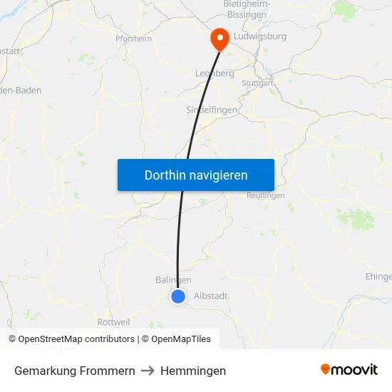 Gemarkung Frommern to Hemmingen map