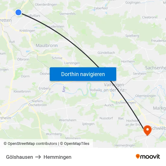 Gölshausen to Hemmingen map