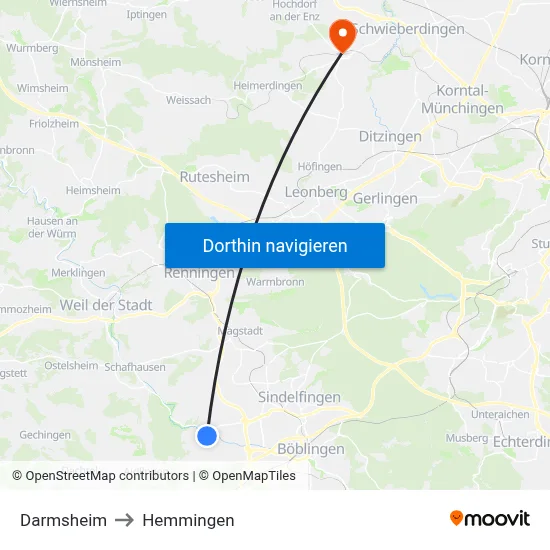 Darmsheim to Hemmingen map
