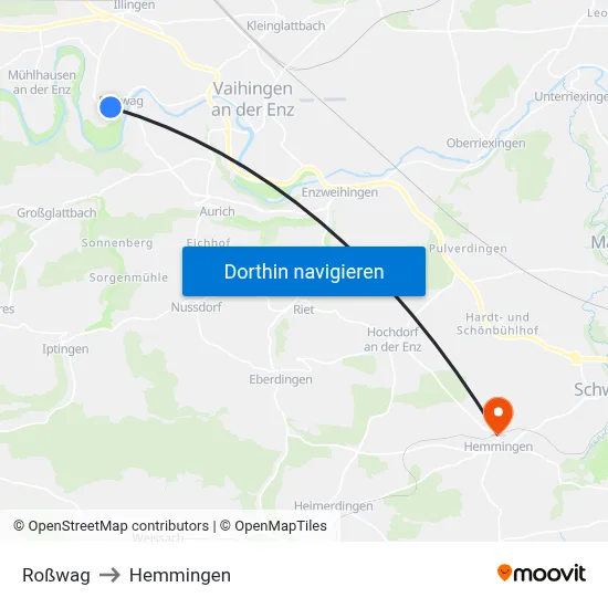 Roßwag to Hemmingen map