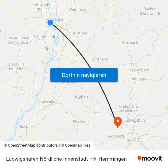 Ludwigshafen-Nördliche Innenstadt to Hemmingen map