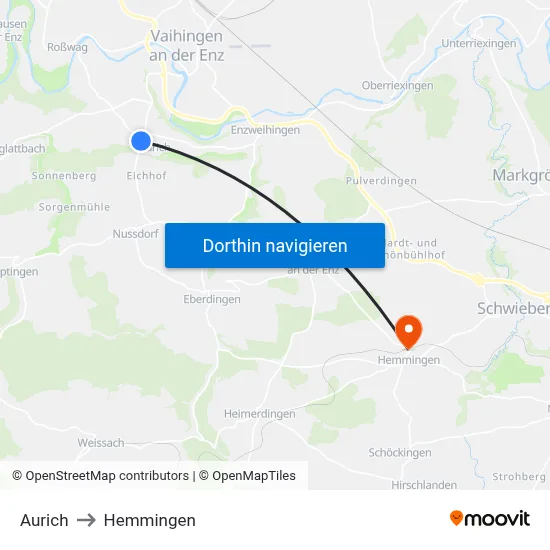 Aurich to Hemmingen map