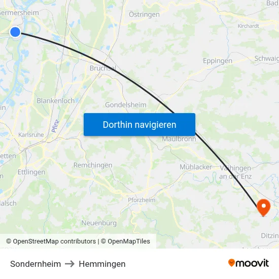 Sondernheim to Hemmingen map