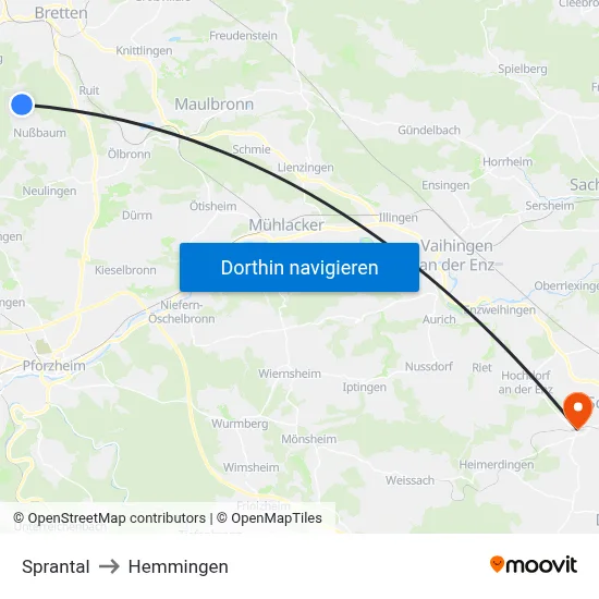 Sprantal to Hemmingen map