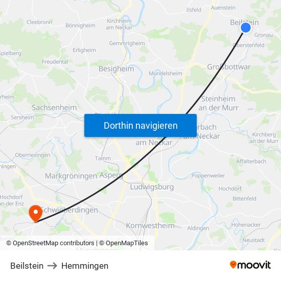 Beilstein to Hemmingen map