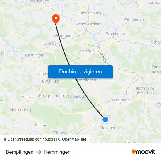 Bempflingen to Hemmingen map