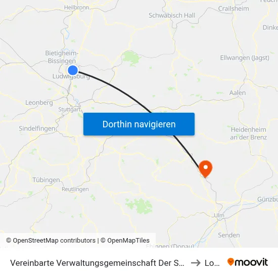 Vereinbarte Verwaltungsgemeinschaft Der Stadt Freiberg am Neckar to Lonsee map