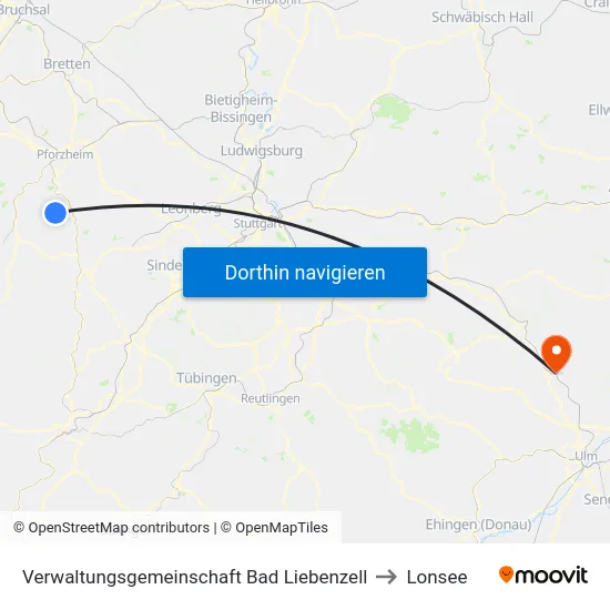 Verwaltungsgemeinschaft Bad Liebenzell to Lonsee map