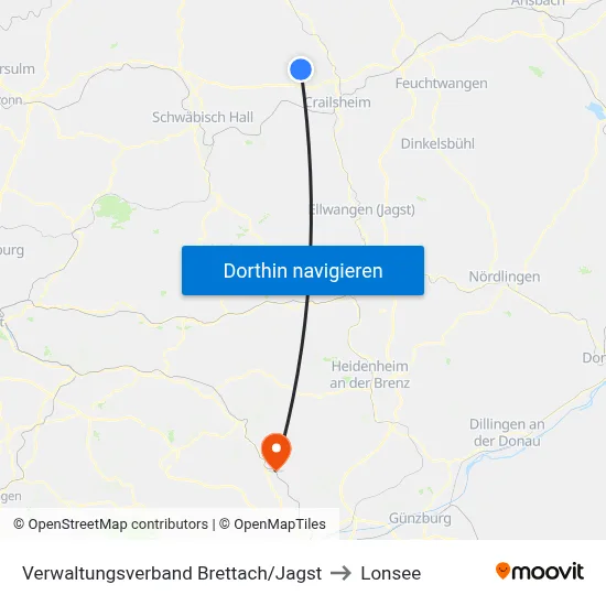 Verwaltungsverband Brettach/Jagst to Lonsee map