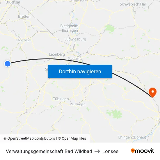 Verwaltungsgemeinschaft Bad Wildbad to Lonsee map