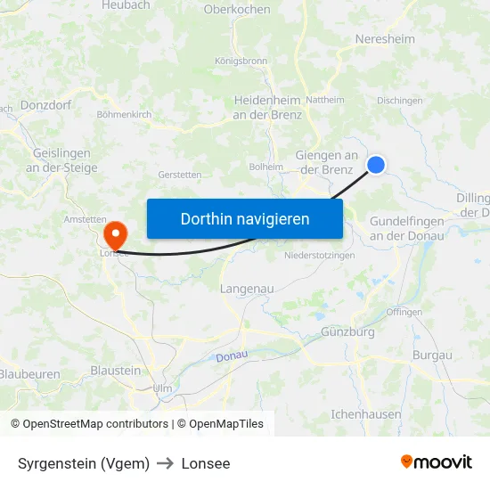 Syrgenstein (Vgem) to Lonsee map