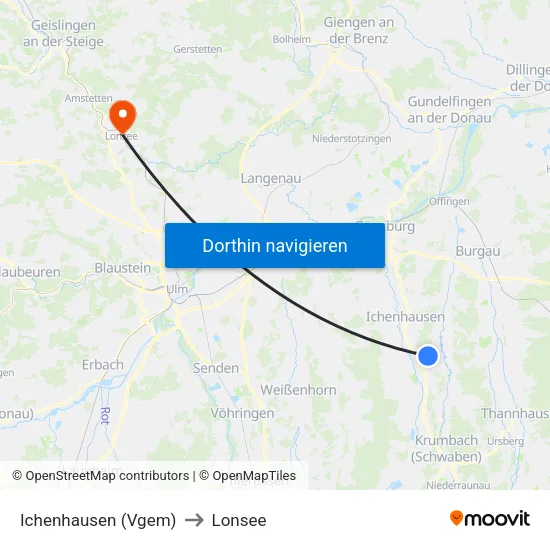 Ichenhausen (Vgem) to Lonsee map